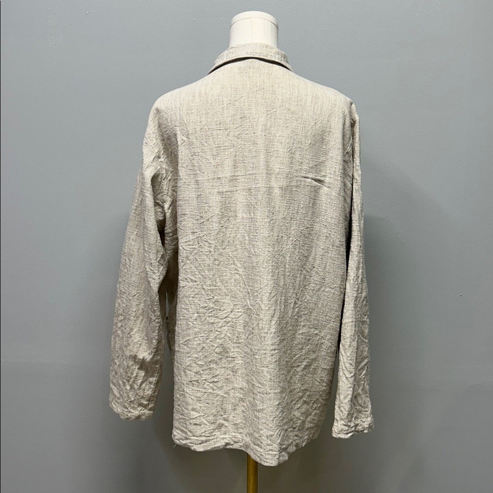 CP‎ Shades Linen Blend Button Front Oversized Shirt Natural Size Medium - Picture 3 of 9